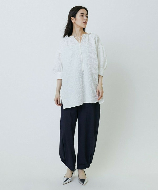 ピンストライプストレッチベイカーパンツ 詳細画像