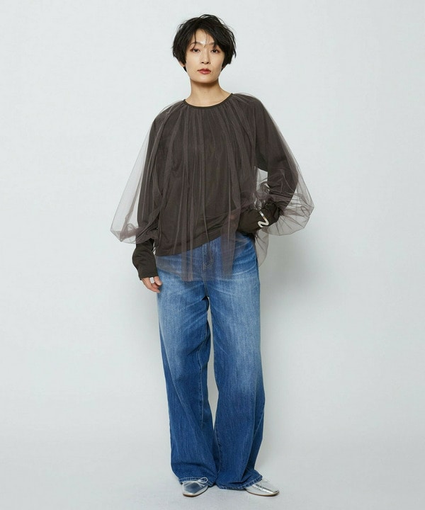 ソフトチュール&times;天竺ドッキングプルオーバー 詳細画像