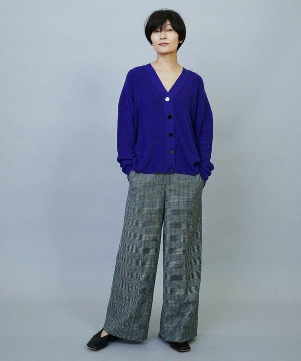 ウールカシミヤグレンチェックワイドパンツ 詳細画像