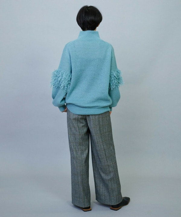 ウールカシミヤグレンチェックワイドパンツ 詳細画像