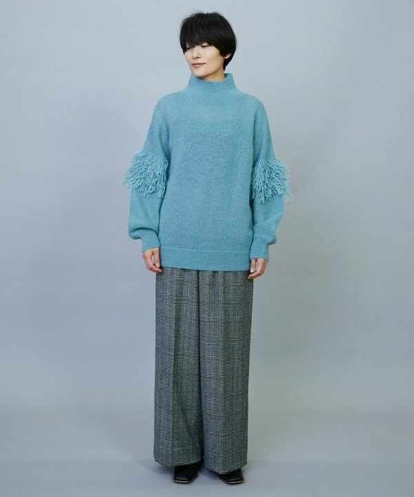 ウールカシミヤグレンチェックワイドパンツ 詳細画像