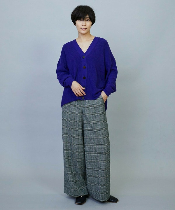 ウールカシミヤグレンチェックワイドパンツ 詳細画像