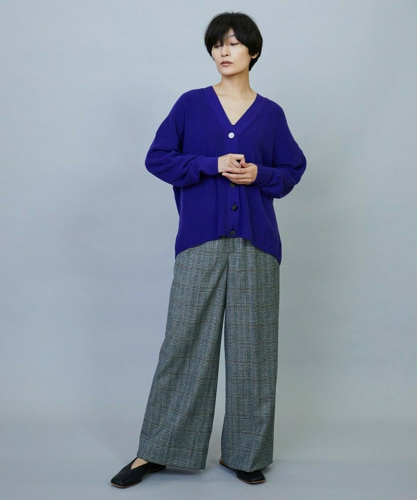 ウールカシミヤグレンチェックワイドパンツ 詳細画像