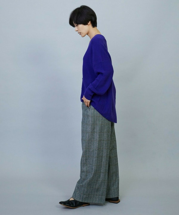 ウールカシミヤグレンチェックワイドパンツ 詳細画像