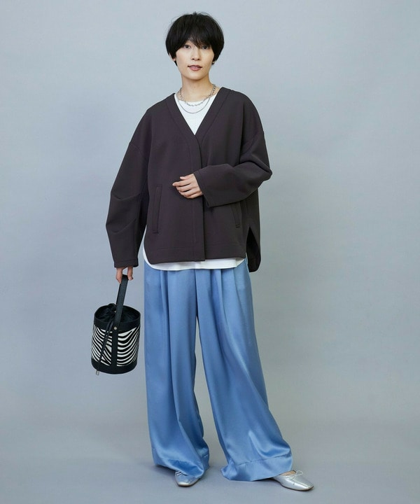 トリアセダンボールVネックカーディガン 詳細画像