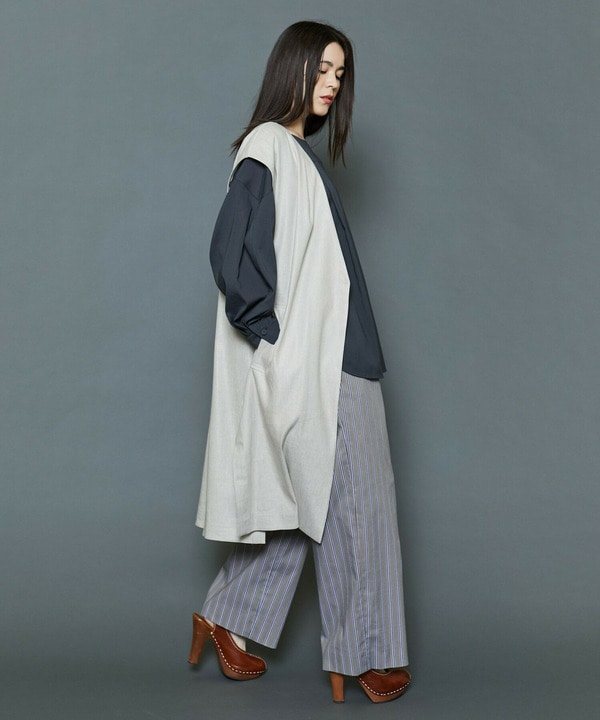 【Lサイズ】[MOGA Collection]ハイパーストレッチリネンロングジレ 詳細画像