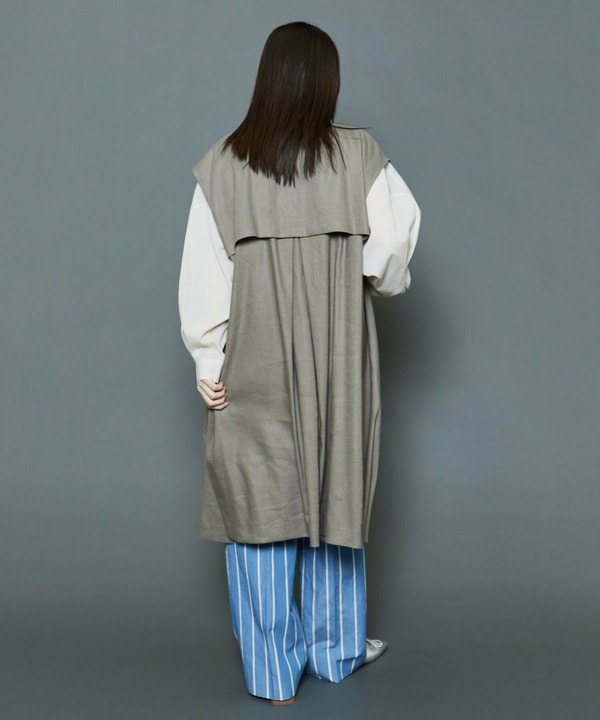 【Lサイズ】[MOGA Collection]ハイパーストレッチリネンロングジレ 詳細画像