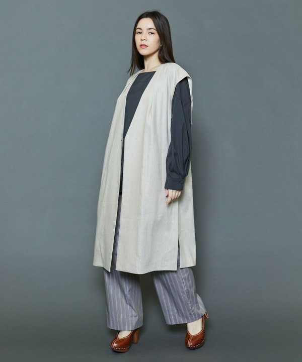 【Lサイズ】[MOGA Collection]綿ナイロンストライプワイドパンツ 詳細画像