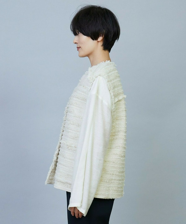 【Lサイズ】リングウールラメツイードジレ 詳細画像