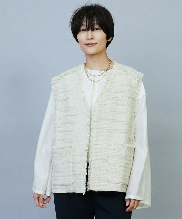 【Lサイズ】リングウールラメツイードジレ 詳細画像