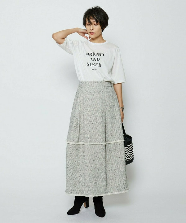 【Lサイズ】ミックスツイードスカート 詳細画像