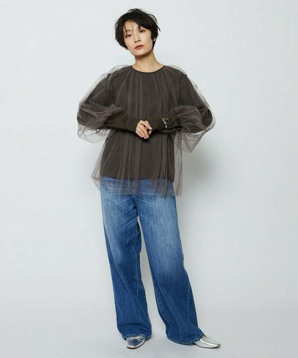 【Lサイズ】ソフトチュール&times;天竺ドッキングプルオーバー 詳細画像