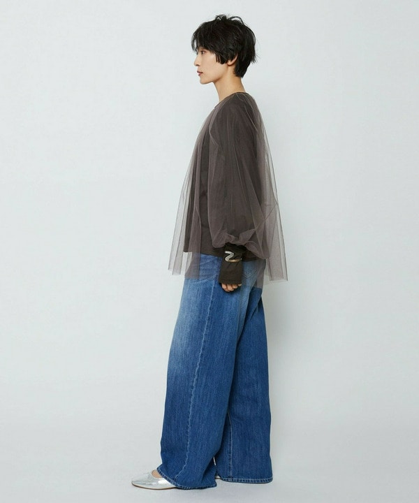 【Lサイズ】ソフトチュール&times;天竺ドッキングプルオーバー 詳細画像