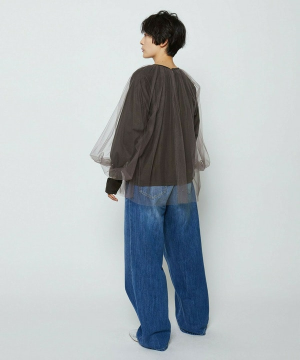 【Lサイズ】ソフトチュール&times;天竺ドッキングプルオーバー 詳細画像