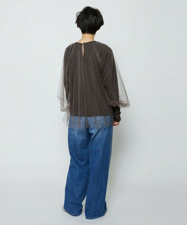 【Lサイズ】ソフトチュール&times;天竺ドッキングプルオーバー 詳細画像