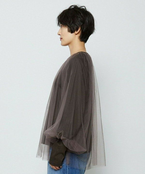 【Lサイズ】ソフトチュール&times;天竺ドッキングプルオーバー 詳細画像