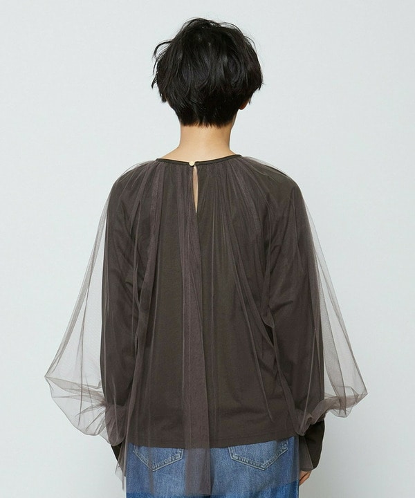 【Lサイズ】ソフトチュール&times;天竺ドッキングプルオーバー 詳細画像