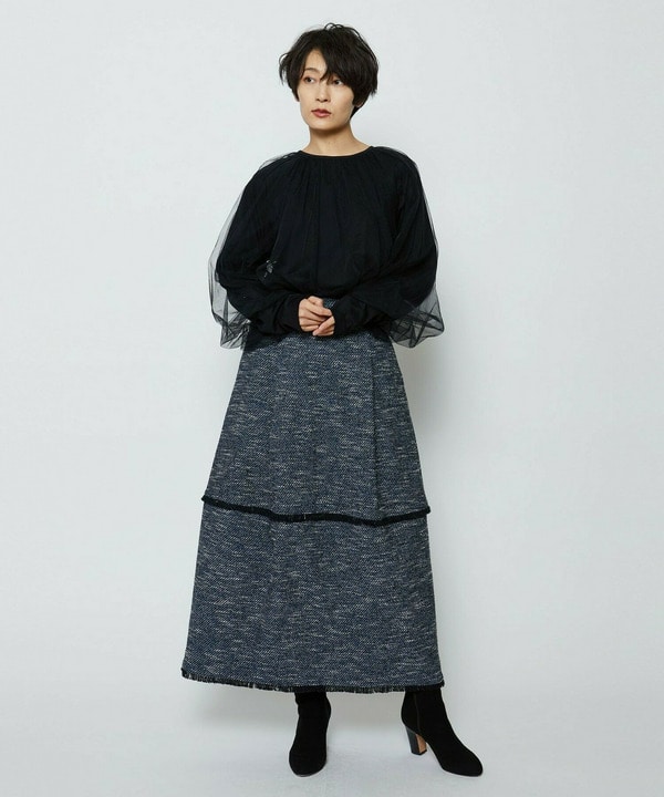 【Lサイズ】ソフトチュール&times;天竺ドッキングプルオーバー 詳細画像