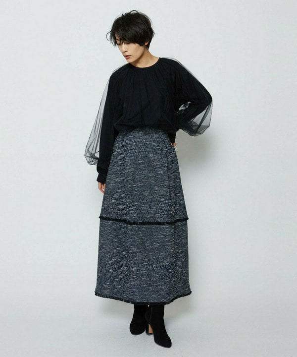 【Lサイズ】ソフトチュール&times;天竺ドッキングプルオーバー 詳細画像