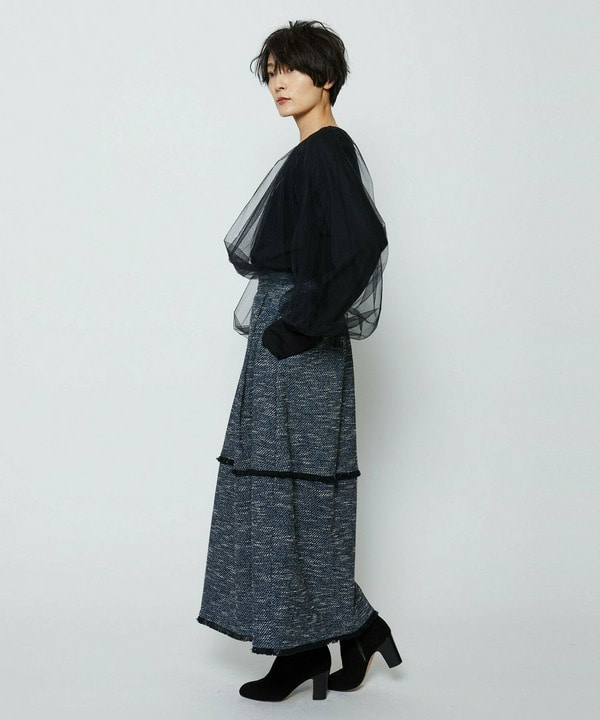 【Lサイズ】ソフトチュール&times;天竺ドッキングプルオーバー 詳細画像