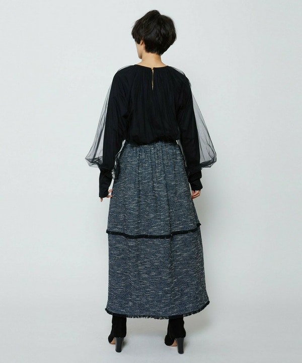 【Lサイズ】ソフトチュール&times;天竺ドッキングプルオーバー 詳細画像