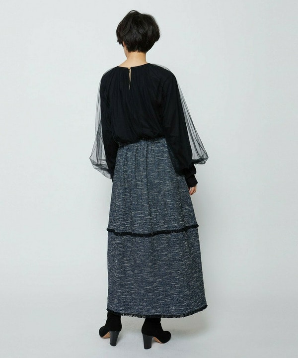 【Lサイズ】ソフトチュール&times;天竺ドッキングプルオーバー 詳細画像