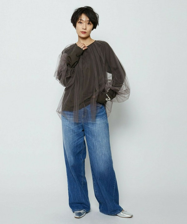 【Lサイズ】ソフトチュール&times;天竺ドッキングプルオーバー 詳細画像