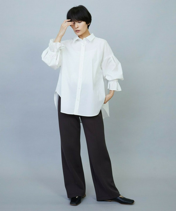 【Lサイズ】トリアセダンボールピンタックストレートパンツ 詳細画像