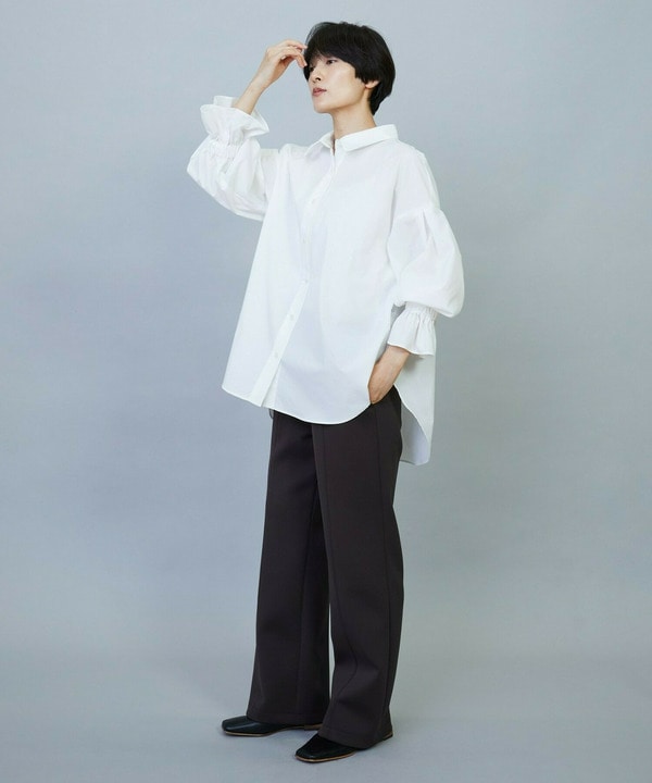 【Lサイズ】トリアセダンボールピンタックストレートパンツ 詳細画像