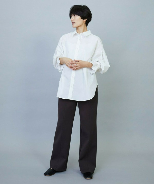 【Lサイズ】トリアセダンボールピンタックストレートパンツ 詳細画像