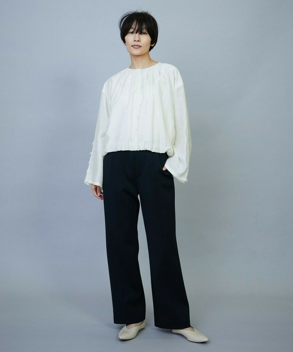 【Lサイズ】トリアセダンボールピンタックストレートパンツ 詳細画像