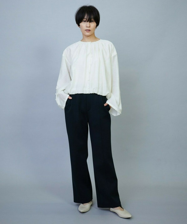 【Lサイズ】トリアセダンボールピンタックストレートパンツ 詳細画像