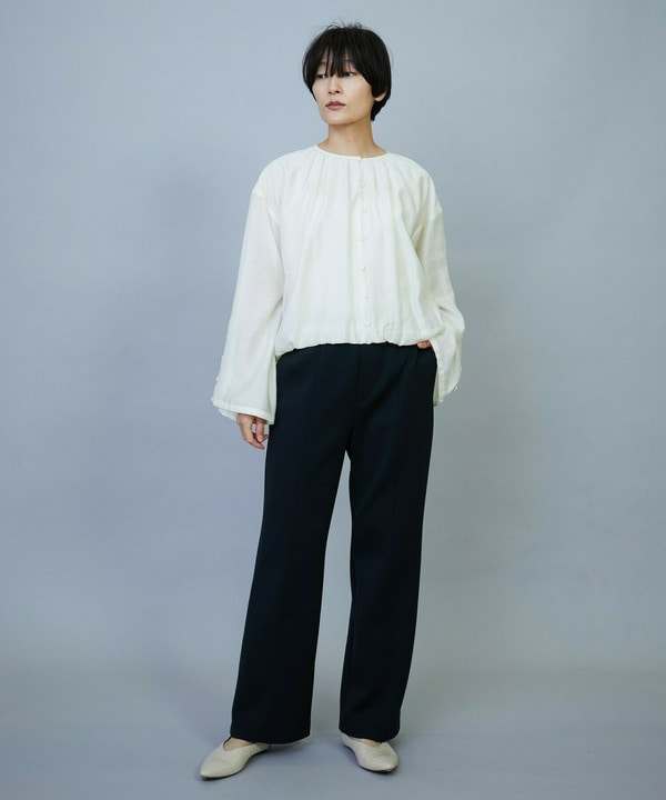 【Lサイズ】トリアセダンボールピンタックストレートパンツ 詳細画像