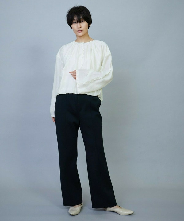 【Lサイズ】トリアセダンボールピンタックストレートパンツ 詳細画像