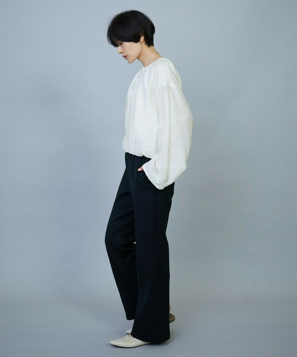 【Lサイズ】トリアセダンボールピンタックストレートパンツ 詳細画像