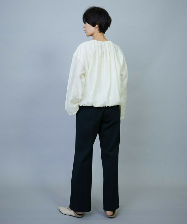 【Lサイズ】トリアセダンボールピンタックストレートパンツ 詳細画像