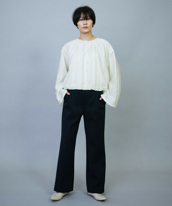 【Lサイズ】トリアセダンボールピンタックストレートパンツ 詳細画像