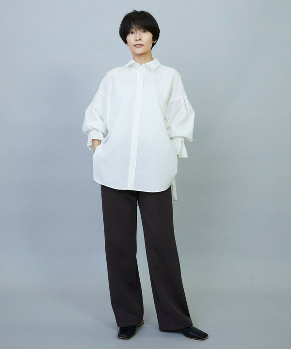 【Lサイズ】トリアセダンボールピンタックストレートパンツ 詳細画像