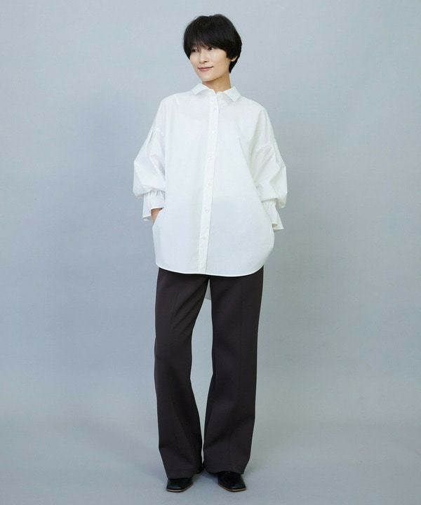 【Lサイズ】トリアセダンボールピンタックストレートパンツ 詳細画像