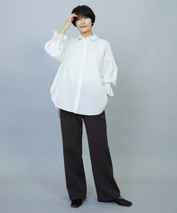 【Lサイズ】トリアセダンボールピンタックストレートパンツ 詳細画像