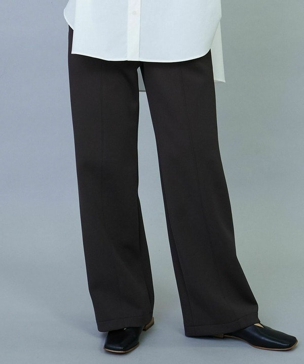 【Lサイズ】トリアセダンボールピンタックストレートパンツ 詳細画像 ブラウン