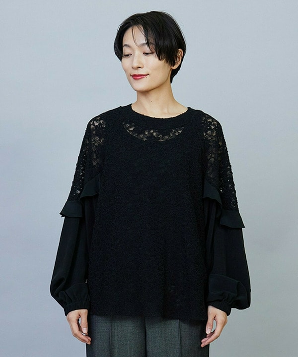 【Lサイズ】MOGA Collection　レースドッキングブラウス 詳細画像