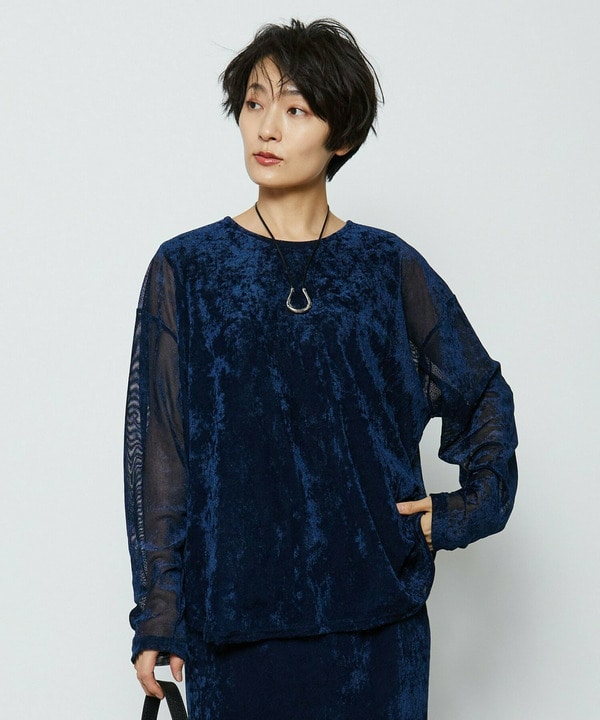 【大きいサイズ】feerique ベロアチュールプルオーバー 詳細画像 ネイビー