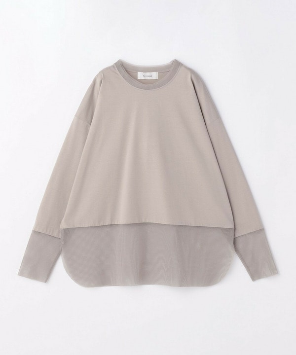 【Lサイズ】feerique 　メッシュドッキングプルオーバー 詳細画像 グレイッシュベージュ