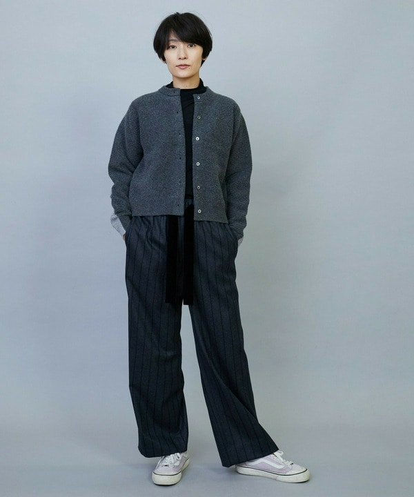 【大きいサイズ】ANNUAL&times;MOGA　ウールカシミヤバイカラーカーディガン 詳細画像