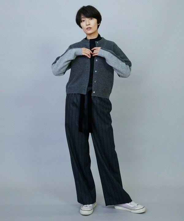 【大きいサイズ】ANNUAL&times;MOGA　ウールカシミヤバイカラーカーディガン 詳細画像