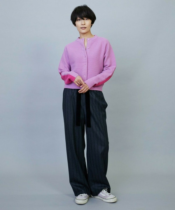 【大きいサイズ】ANNUAL&times;MOGA　ウールカシミヤバイカラーカーディガン 詳細画像