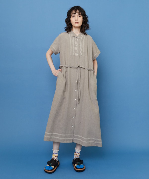 ダガリー ワンピース 詳細画像 グレイッシュベージュ