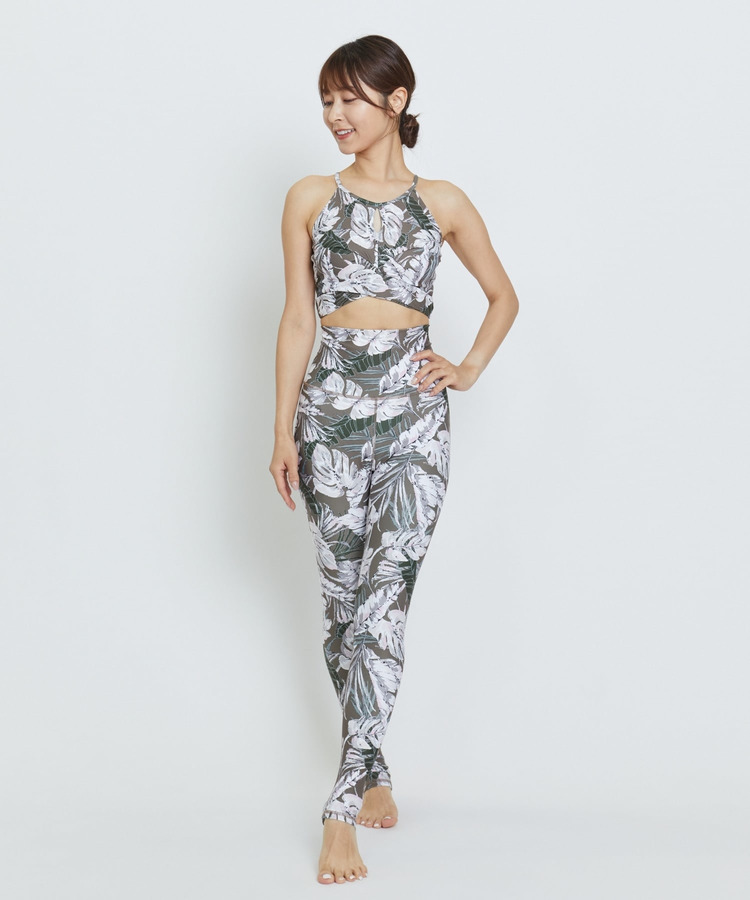 lauae leafプリントショートトップス/パット付き・水着・UVカット・水陸両用・吸汗速乾・ホットヨガ対応・耐塩素 詳細画像