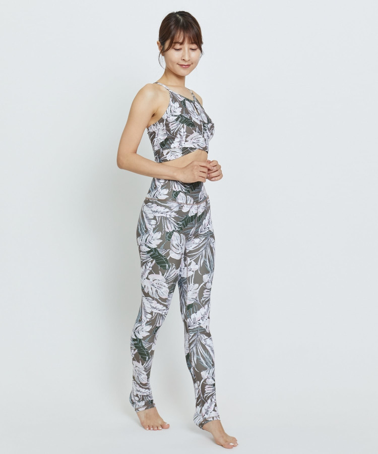 lauae leafプリントショートトップス/パット付き・水着・UVカット・水陸両用・吸汗速乾・ホットヨガ対応・耐塩素 詳細画像